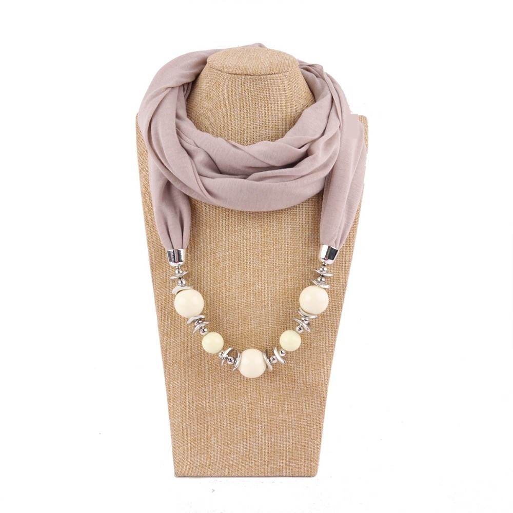 Infinity Scarf Knit - Selendang Chiffon Baru Berhias Manik-manik Warna