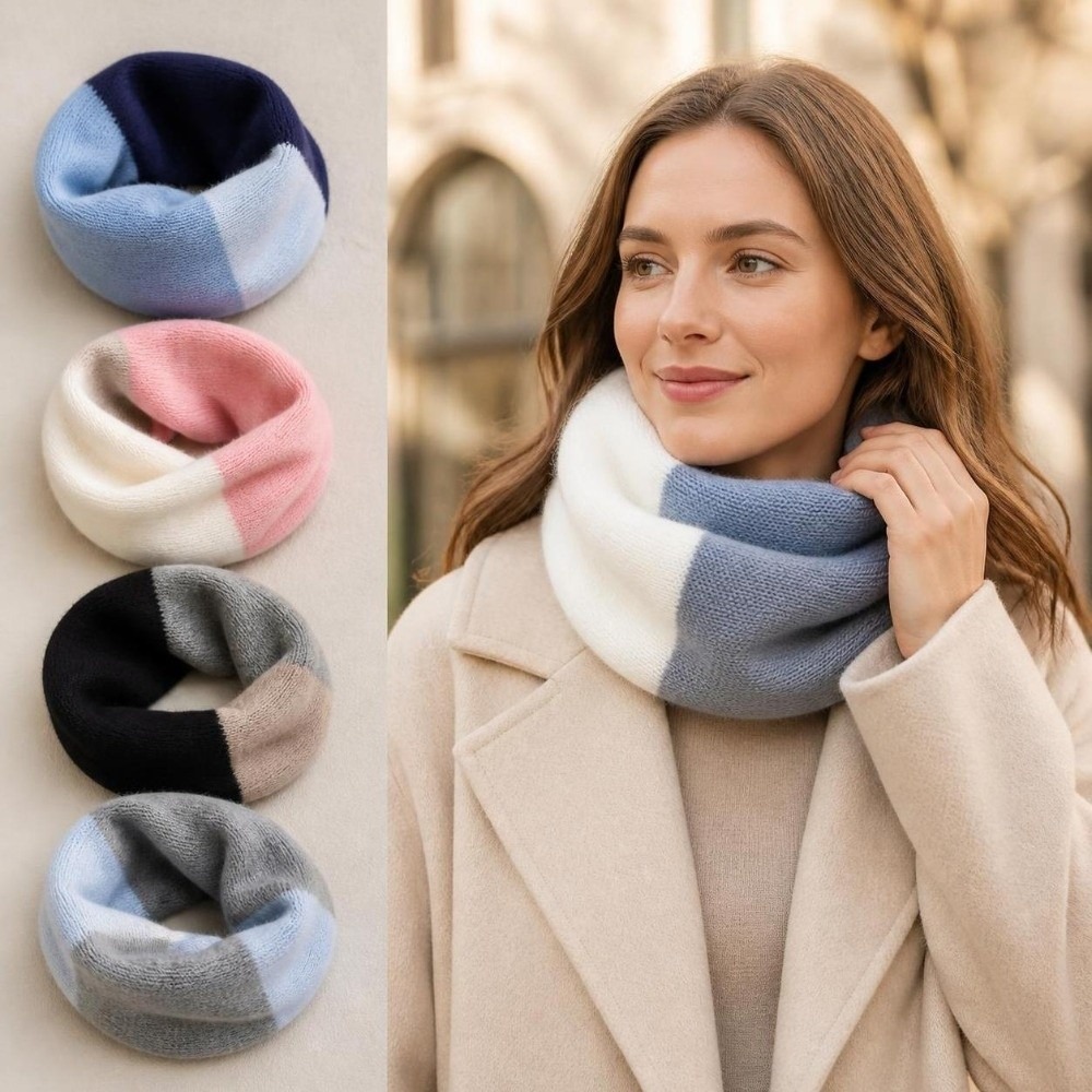 Infinity Scarf Knit - Syal Rajut Warna Gradasi Lembut, Anti