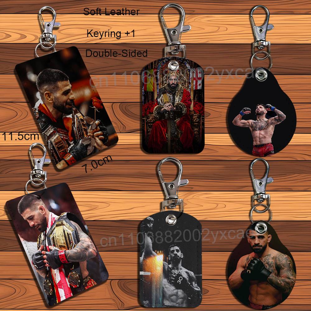 Lanyard Badge Holder - Pengait Kunci Kulit Ilia Topuria dengan