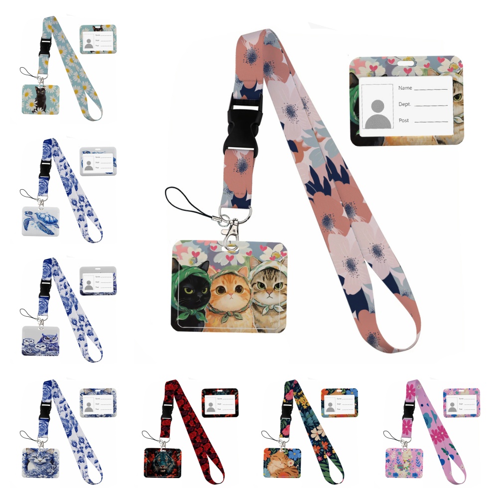 Lanyard Badge Holder - Hewan-hewan kecil di dalam bunga, Pita
