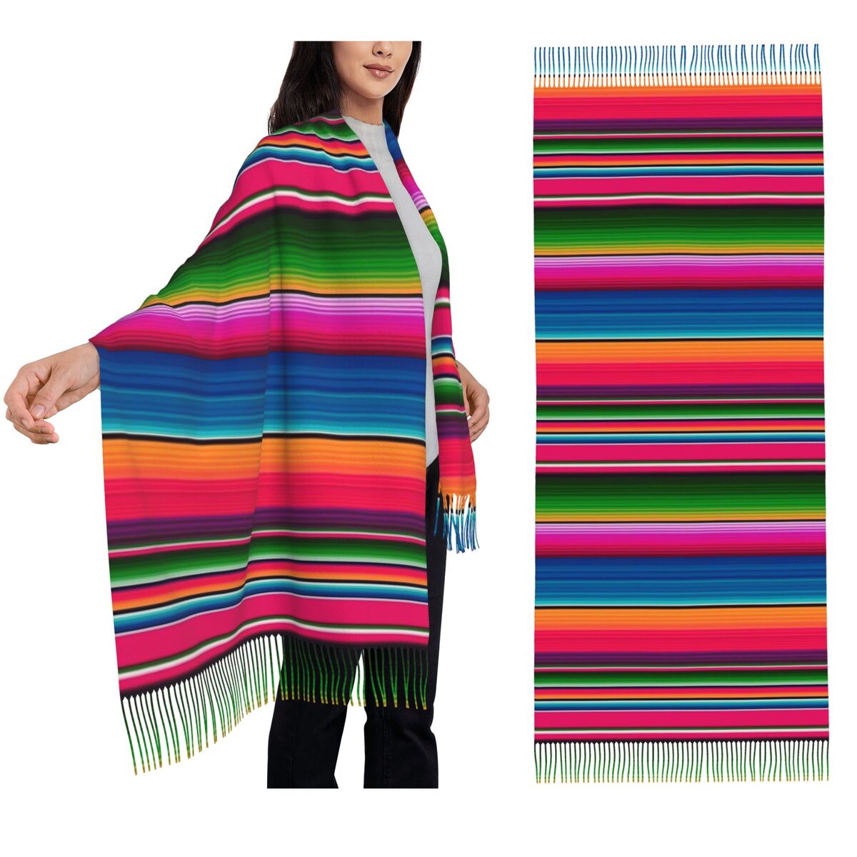 Selendang Meksiko Bergaris Fie - Woven Scarf Blanket ulasan dan harga