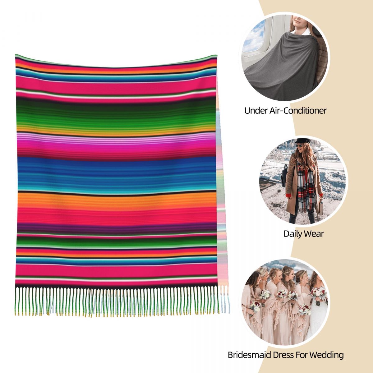 Selendang Meksiko Bergaris Fie - Woven Scarf Blanket ulasan dan harga