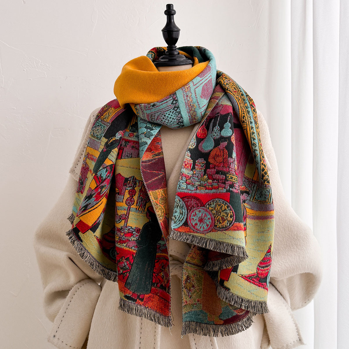 Syal Wanita Imitasi Kasmir, Ke - Woven Scarf Blanket ulasan dan harga