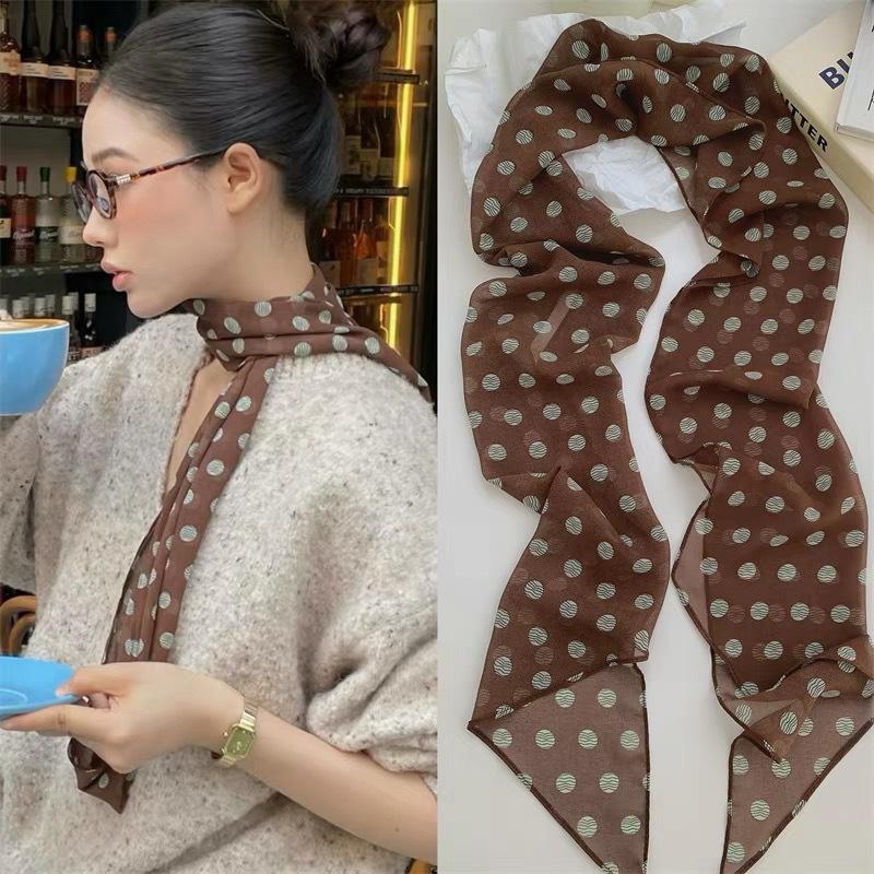 Syal Sutra Motif Bunga Polka D - Head Wrap Turban ulasan dan harga